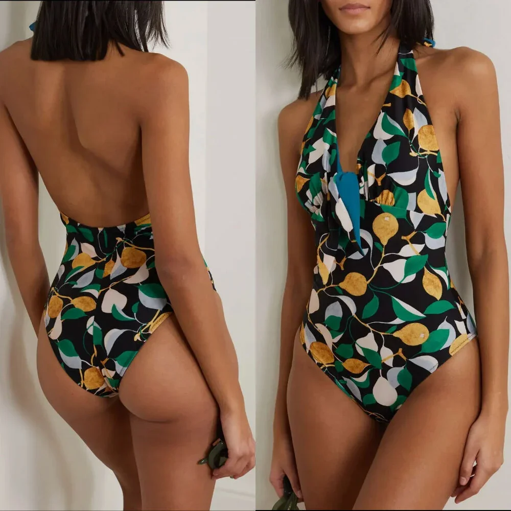 LA DOUBLEJ Bow Bather Orchard Swimsuit XXL US 12 NWT